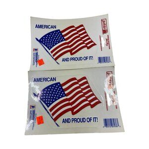 Presto Flag Car Decal Static Cling Window American Proud Of It‎ NOS Vintage 2 PK